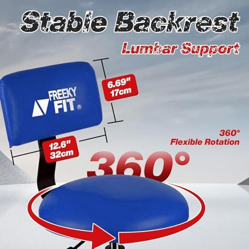 Shop Stool with Backrest, Mechanic Garage Stool for Workshop, Adjustable Shop Stools Chair, Padded Workbench Stools for Men Women, 300 LBS Capacity, 360° Swivel PVC Seat, Heavy Duty, Blue - Image 5