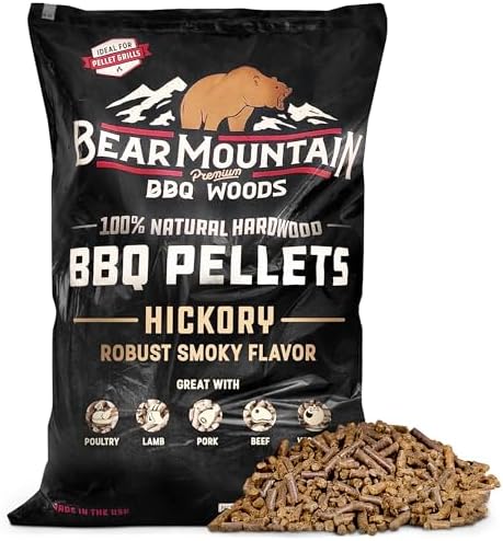 Bear Mountain Hickory Wood Pellets for Smoker and Grill, 40lb Bag by BearMountainBBQ