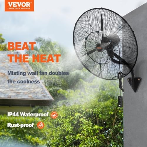 VEVOR 24 Inch 3-Speed 7000 CFM Black Waterproof Wall Mount Oscillating Fan - Image 2