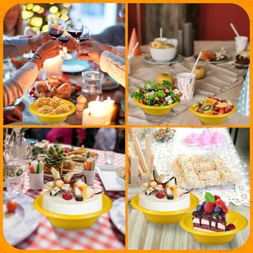 24 Pack 16oz Yellow Disposable Plastic Bowls Dessert, Ice Cream, Salad, Soup Serving Cups for Party, Picnic, Food Snacks (Yellow) - Image 7