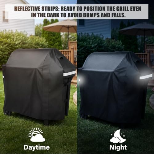 QuliMetal Grill Cover for Weber Searwood XL 600 Pellet - 600D Heavy Duty Tear-Resistant Waterproof Weather Resistant Grill Cover for Weber 3400146,Outdoor BBQ Accessory - Image 6