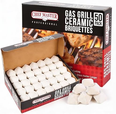 Chef Master Ceramic Briquettes for Gas Grill, Self-Cleaning, 50 Pack by ChefMasterProfessional