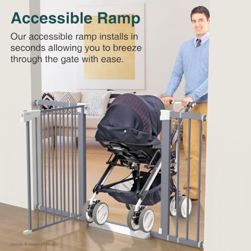 Cumbor 29.7-54.2" Wide Baby Gate, Auto-Close Dog Gate Indoor Gray - Image 5
