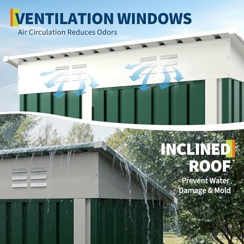 Garvee Outdoor Trash Storage Shed– 5.8x3.3 FT, Lock Latch, Sloped Roof - Image 5