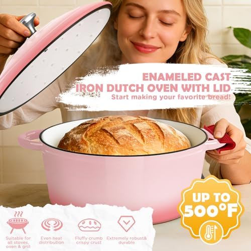 Enameled Cast Iron Dutch Oven Pot with Lid, 5QT Dutch Oven for Bread Baking - Image 5
