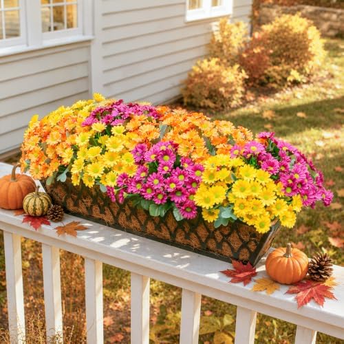 Daisy Artificial Flowers for Outdoors Summer Fall Decoration, 6 Bundles Fake Mums Silk Flowers for Outside Look Real UV Resistant Fake Plants Faux Flowers for Planter Front Door Home Indoor Porch, Mix - Image 4