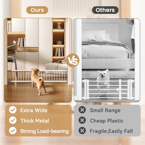 Fldofaves Dog Gate - 18"-45" Adjustable Extra Wide Metal Baby Gate to Step Over, 10" Tall Small Pet Gate with 3 Extension Kits, Pressure Mounted for Doorways & Stairs - Image 4