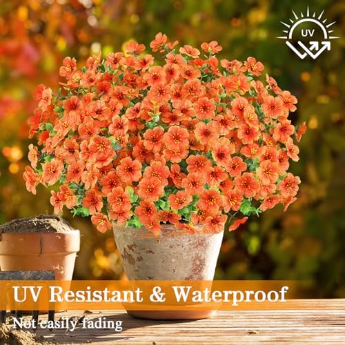 AGIRL Artificial Fall Flowers Outdoor,UV Resistant Fake Mums Porch Decor - Image 3