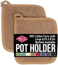 RITZ Terry Potholder & Hot Pad: Unparalleled Heat Resistant, Durable 100% Cotton – Ergonomically Designed for Optimal Grip – Easy-Care Machine Washable – 2-Pack, Mocha by RITZ