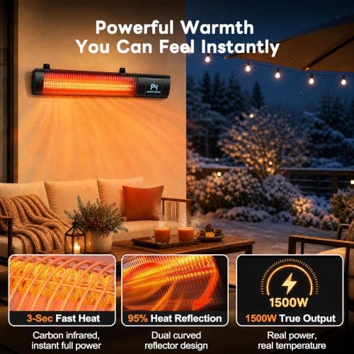1500W Infrared Outdoor Electric Heater for Garage Patio Porch & Backyard - Image 4