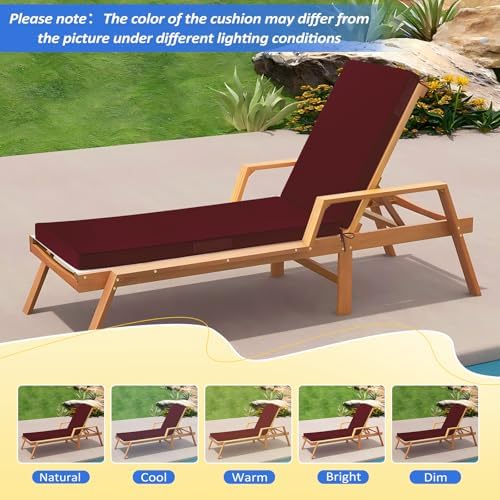 Basic Beyond Chaise Lounge Cushions Outdoor, 3-Layer Waterproof Outdoor Furniture Cushions with Removable Cover and 4 Ties, 72"x21"x3" Patio Lounge Chair Cushions for Outdoor Furniture, Burgundy - Image 6
