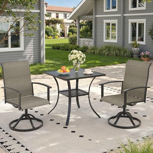 Outdoor Dining Table with Storage Shelf, 27.5" All-Weather Square Patio Dining Table for 2, Metal Patio Table for Garden Lawn Porch Deck Yard, Black - Image 5