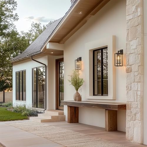18" Double Cage Outdoor Wall Light, 2Pack Exterior Lantern Sconce - Image 2
