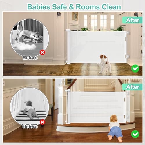 EZIGO 55 Inch Retractable Baby Gates Extra Wide Reinforced Baby Dog Gate - Image 4