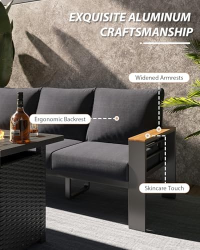 Aoxun Patio Furniture Set, Aluminum Outdoor Furniture with Oversized Seats - Image 4