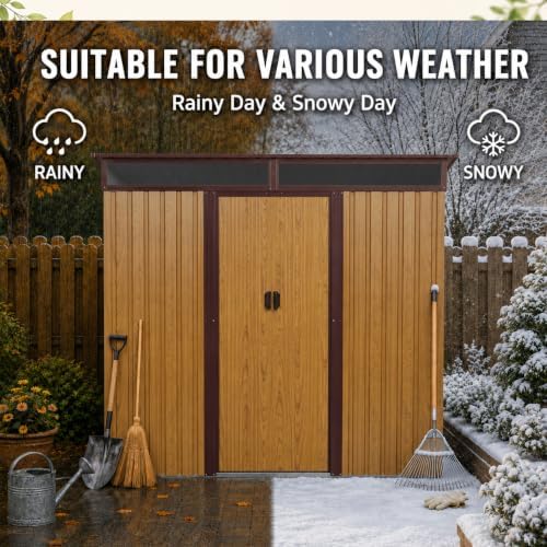 8X6 FT Outdoor Metal Storage with Lockable Sliding Doors - Image 4