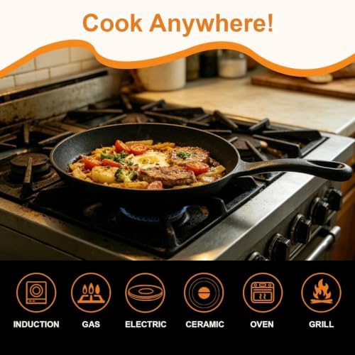 DVK Cast Iron Fajita Plate Set Pre-Seasoned Fajita Skillet with Wooden Base Anti Scald Mitt Sizzling Plate for Grill Stove Oven Home BBQ Restaurant Catering - Image 3