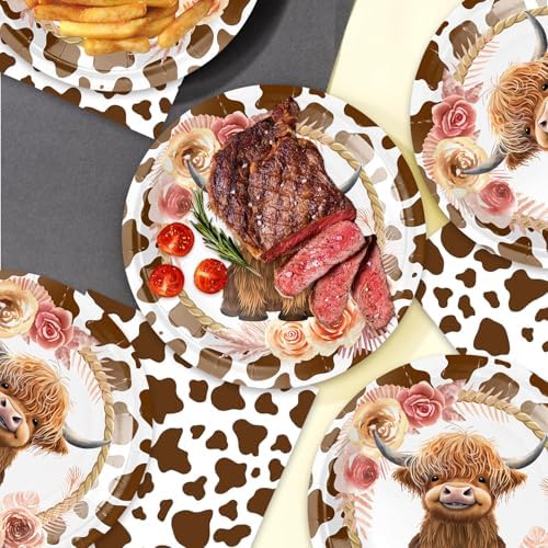 40pcs Highland Cow Party Supplies,Highland Cow Baby Shower Decoration Supplies,Used for Holy Cow Baby Boy Party Decoration,Include 20 dinner plates, 20 Napkin - Image 5