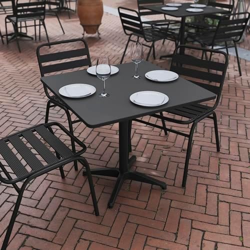 Flash Furniture 31.5 in Indoor/Outdoor Square Table with Base, Black - Image 5