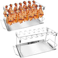 Drumstick Holder-2 Sets Chicken Leg Rack for Grill with Drip Tray, 14 Slots Durable Stainless Steel Drumstick Rack, Drumstick Holder Roaster Stand for Smoker Grill, Oven, BBQ Accessories by BaokiTook