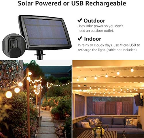 Lepro Solar Outdoor String Lights, 25ft 25 Sockets LED Globe Bistro Lights - Image 2