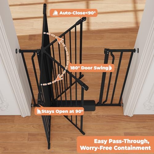 40" Extra Tall Baby Gate No Drilling, Auto Close Dog Gate, Black - Image 3