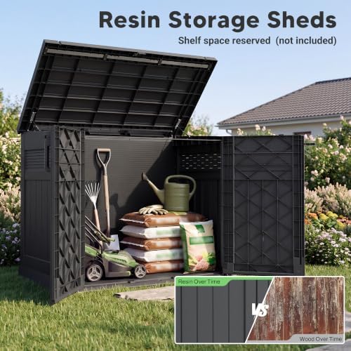 Large Outdoor Storage Box 51 Cu Ft with Pneumatic Hydraulic Lid,Horizontal Outdoor Storage Shed - Easy to Assemble, Waterproof Outdoor Storage Cabinet for Garden - Image 3