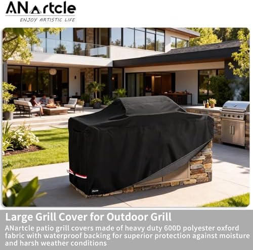 ANartcle Waterproof Extra Large Grill Cover for 110 Inch Island with Center Grill Head,600D Heavy Duty Waterproof All Weather Outdoorbar Island Kitchen Covers,Black - Image 5