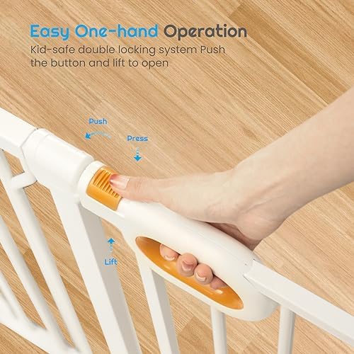 owlie 57 to 66 Inch Extra Wide Baby Gate with Door for Stairs Doorways - Image 4