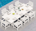 SERWALL 9Pcs 84" HDPE Outdoor Dining Set for 8 with Armchairs,White by SERWALL