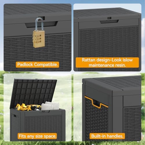 KAMABOKO Outdoor Storage Box, 31 Gallon Deck Box Outdoor Waterproof Small - Image 3