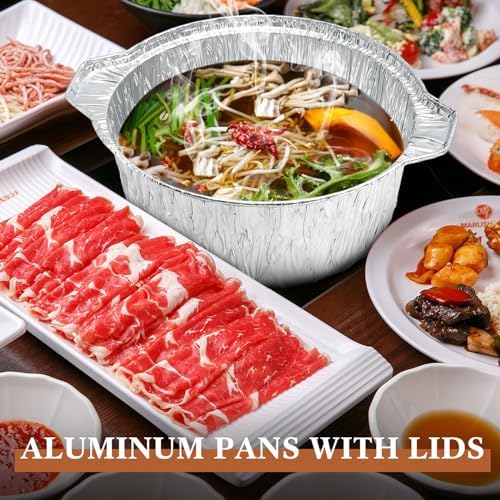 Ziliny 24 Pcs Disposable Aluminum Pot with Lid Round Foil Pans Disposable Cookware Food Container for Vacation Trips Camping Baking Heating Cooking (74.4 oz) - Image 5