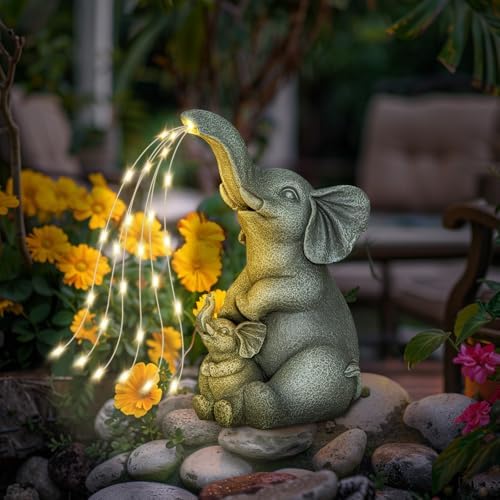 Solar Garden Outdoor Statue with 30 LED Lights - Lawn Decor Elephant Figurine for Patio, Balcony, Yard Ornament - Unique Housewarming Lucky Elephant Mother Gift - Image 6