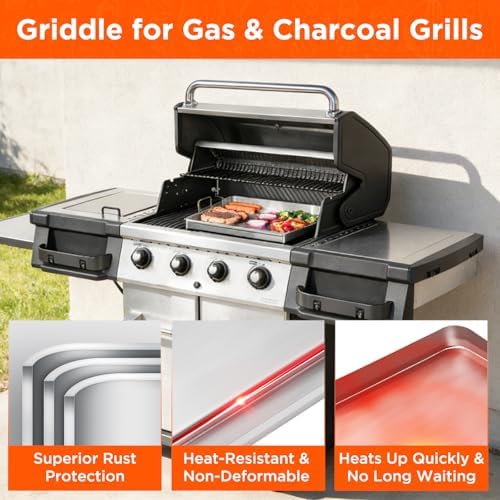 23" x 16" Stainless Steel Flat Top Griddle for Gas & Charcoal Grills - Image 4