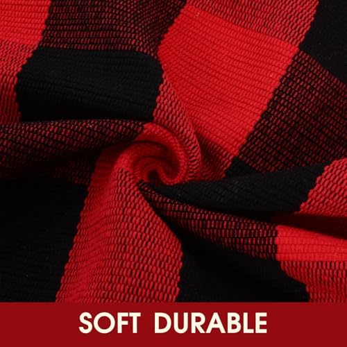 Christmas Red and Black Plaid Rug 8x10 ft, Extra Large Cotton Hand-Woven Buffalo Check Area Rug for Living Room, Bedroom, Patio, Christmas Holiday Farmhouse Decor, Washable Outdoor Indoor Carpet - Image 7