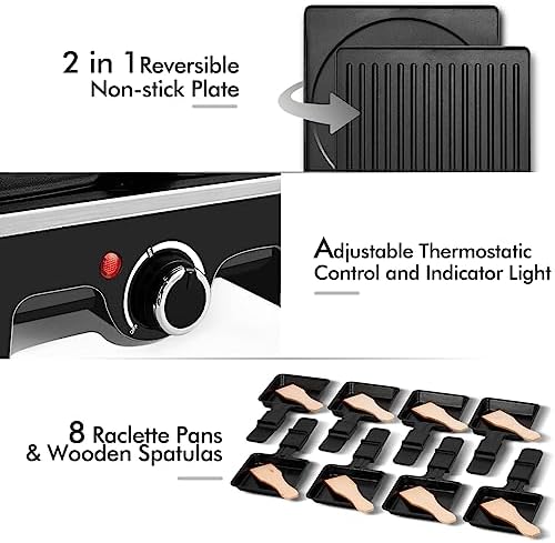 Raclette Table Grill, CUSIMAX Electric Indoor Grill Korean BBQ Grill, Black - Image 2