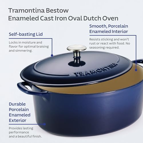 Tramontina Bestow Enameled Cast Iron 7-Qt Oval Dutch Oven Pot with Lid - Image 5