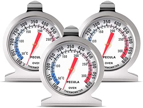 Oven Thermometer 50-300°C/100-600°F, Oven Grill Fry Chef Smoker Thermometer Instant Read Stainless Steel Thermometer Kitchen Cooking Thermometer (3Pack) by PECULA