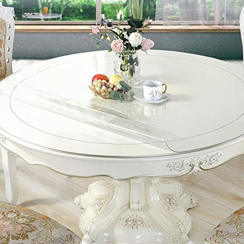 Wadrac 1.5mm Thick 48 Inch Round Dining Table Protector Non-Slip Clear Plastic Table Pad Wipeable Protective Top Topper Cover Wood Furniture Kitchen Coffee Bar Dinner Tabletop Protection Pad PVC Vinyl - Image 2