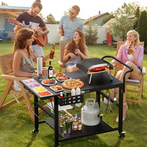 Pizza Oven Table Stand, Outdoor Grill Cart Table for Ninja Ooni Blackstone - Image 2