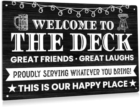 BEASTZHENG Welcome to The Deck Metal Sign Backyard Decor Outdoor Wall Art by BEASTZHENG