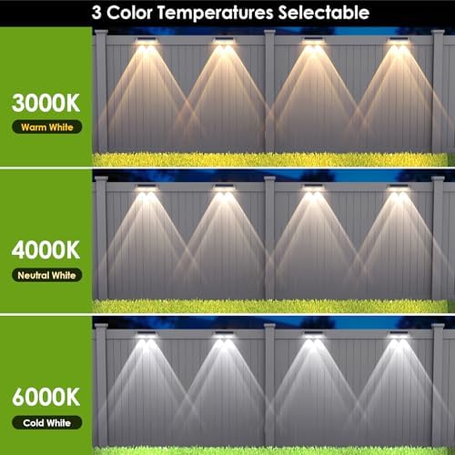 LIANGLOME 2 Pack Solar Fence Lights - 2PK Solar Outdoor Light Warm White/Daylight White/Cold White 3 Mode Deck Lights for Outside, Deck Fences, Stair Railings, Pools and Walls - Image 2
