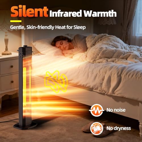 Outdoor Electric Patio Heater, Haimmy 34- inch Outdoor Electric Patio Heater, 1500W Instant Heating, 3 Heat Levels, Tip-Over & Overheat Protection, IPX5 Waterproof Tower Space Heater - Image 5