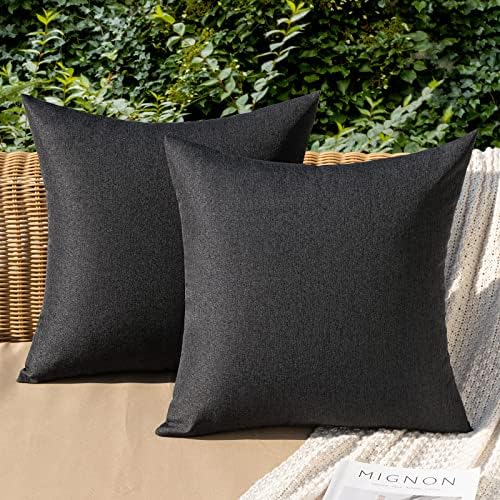 MIULEE Decorative Outdoor Pillow Covers Waterproof 20x20 Black by MIULEE