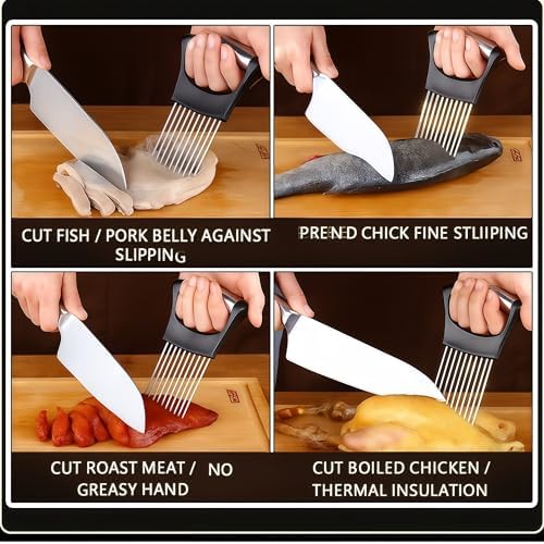 2025 Upgraded Onion Slice, New Stainless Steel Onion Chopper for Slicing, Chopper Slice Assistant Tool, Cutter for Slicing of Meat, Onion, Potato, Tomato Kitchen Gadgets (2) - Image 5