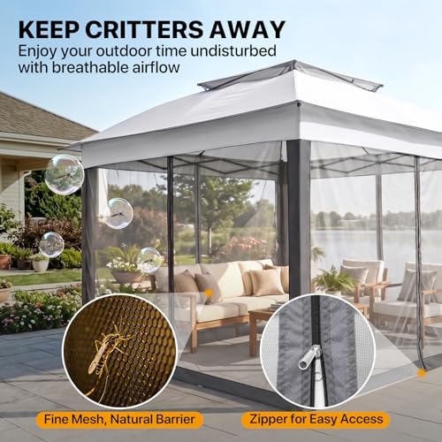COOS BAY 11x11 Pop Up Gazebo with Netting, Canopy Tent, Gray - Image 6