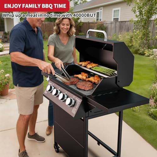 4-Burner Propane Gas Grill, 40000 BTU Stainless Steel Outdoor BBQ - Image 7