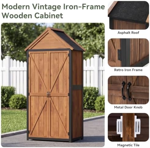 Aoxun Wood Outdoor Storage Cabinet with Floor 2.5'x1.4' - Image 6