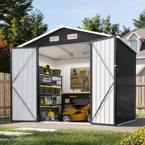 Aoxun 8x6 FT Shed Outdoor Storage Shed, Black by Aoxun