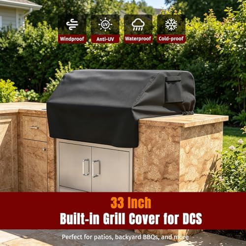 SHINESTAR 32 Inch Built‑in Grill Cover for DCS, 600D Heavy‑Duty Waterproof - Image 2